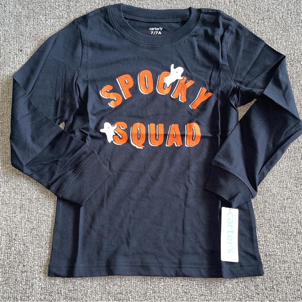 Carter's Black Orange 'Spooky Squad' Halloween Ghost Long Sleeve Tee 6 5 4 4T 3T